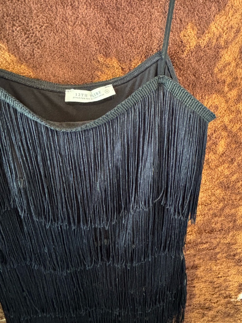 12th Tribe Black Layered Fringe romper